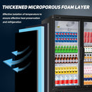 BLUELINETECH 40 Cu.Ft Display Refrigerator with 2 Glass Doors, Reach-in Commercial Beverage Refrigerator Fan Cooling Beverage Cooler Fridge with LED Lightning for Restaurant Bar Shop