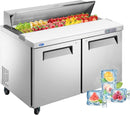 48" W Sandwich/Salad Prep Table With 2 Door Refrigerator Base | 12.9 Cu.Ft. & 18 Pans