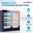 7.4 Cu.Ft Back Bar Cooler 35.4" W Glass Door Bar Fridge With LED Lighting