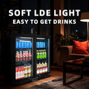 Back Bar Cooler with 2 Glass Doors, Under Counter Beverage Refrigerator, 7.4 cu.ft Mini Fridge Cooler with LED Lighting for Soda Drinks, Beer, Wine