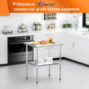 HOCCOT Stainless Steel Table for Prep & Work 24" X 30" inches with Adjustable Shelf