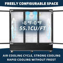 Bluelinecool 55.1 Cu.ft Display Refrigerator for Beverage,3 Glass Door back bar beverage cooler with LED Light Adjustable Shelves,Display Fridge for Shop,Restaurant,Apartment,etc