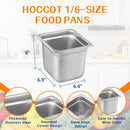 1/6 Size Hotel Pan 6 Packs, 6" Deep 304 Stainless Steel Steam Table Pan