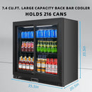 Bluelinecool Beverage Refrigerators Back Bar Cooler，2 Glass Sliding doors 7.4 cu.ft Mini Fridge Cooler Adjustable Shelves & Digital Temperature Display for Various drinks, wine, beer