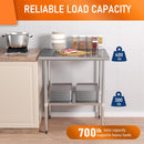 HOCCOT Stainless Steel Table for Prep & Work 24" X 30" inches with Adjustable Shelf