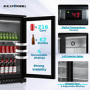 7.4 Cu.Ft Back Bar Cooler 35.4" W Glass Door Bar Fridge With LED Lighting