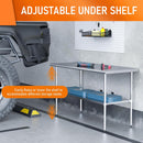 HOCCOT Stainless Steel Table for Prep & Work 24" X 60" inches with Adjustable Shelf