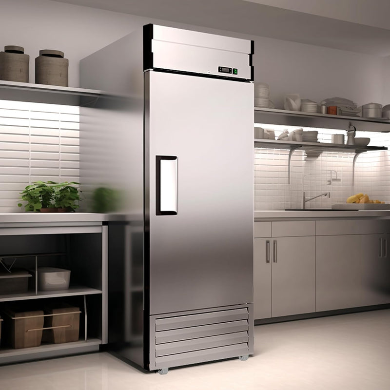 KICHKING 27"W Commercial Reach-In Refrigerator- Solid Door Stainless Steel Refrigerator