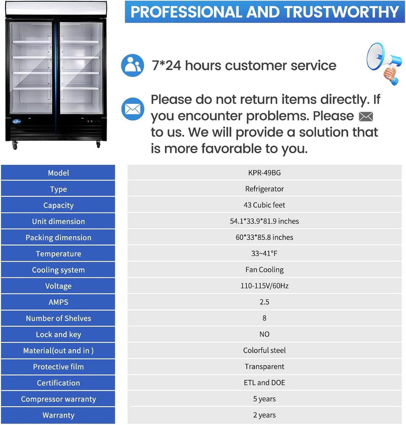 49 Cu. Ft Merchandiser Refrigerator Glass Door Commercial Beverage Refrigerators With LED Light Box