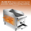 HOCCOT 12”  Gas Countertop Radiant Charbroiler -28,000 BTU Convertible Between Natural Gas And Liquid Propane