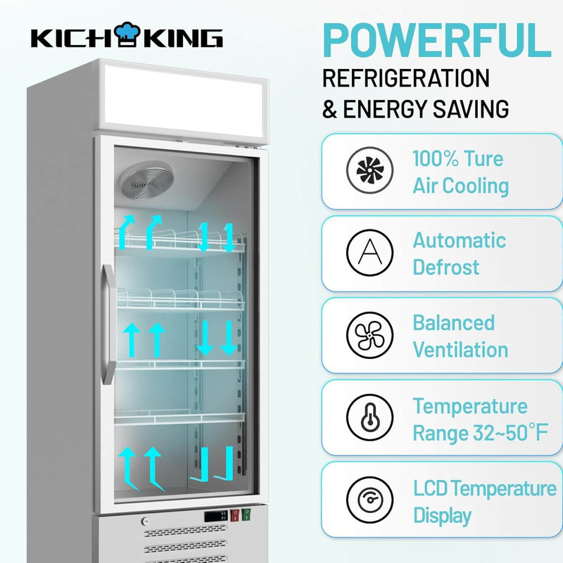 11.3 Cu. Ft Merchandiser Refrigerator Glass Door Commercial Beverage Refrigerators With LED Light Box