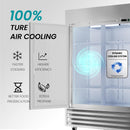 KICHKING 54"W Commercial Reach-In Refrigerator - Solid Door Two Section Stainless Steel Refrigerator