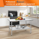 HOCCOT Stainless Steel Table for Prep & Work 24" X 60" inches with Adjustable Shelf