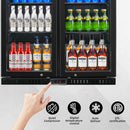 Back Bar Cooler with 2 Glass Doors, Under Counter Beverage Refrigerator, 7.4 cu.ft Mini Fridge Cooler with LED Lighting for Soda Drinks, Beer, Wine