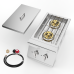 Double Grilling Side Burners, 2 x 15,000BTU Liquid Propane Side Burner for Outdoor Kitchen, Convertible to Natural Gas, 304 Stainless Steel Built-in Double Grill Burners for BBQ Grill Island