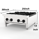 Commercial Gas Stove with 4 Burners, Propane and Natural Gas Countertop Cooking Stove Range, Stainless Steel Gas Hot Plate, Commercial Cooking Equipment for Restaurant, 112,000 BTU