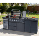46-Inch 4-Burner 72000 BTU Deluxe Stainless Steel Gas Outdoor Kitchen Bar Barbecue Island Grill + Wine Cooler Compact Refrigerator + Rotisserie kit + Granite Countertops + Stainless steel Sink