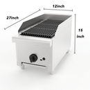 12 Inch Commercial Gas Lava Rock Charbroiler, Countertop Stainless Steel Grill with 1 Burner 28000 BTU, Natural Gas/Propane, Durable Cast Iron Grates, Restaurant BBQ Broiler