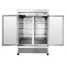54"Commercial Freezer, 49 Cu.Ft Double Door Stainless Steel Reach-In Freezer, -8~0℉, Air Cooling, 6 Shelves, R290, ETL