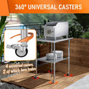 HOCCOT 24" X 30" Stainless Steel Prep & Work Table with Adjustable Shelf, with Wheels