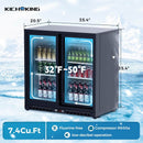 7.4 Cu.Ft Back Bar Cooler 35.4" W Glass Sliding Door Bar Fridge With LED Lighting