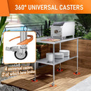 HOCCOT 24" X 48" Stainless Steel Prep & Work Table with Adjustable Shelf, with Backsplash and Wheels