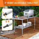 HOCCOT Stainless Steel Table for Prep & Work 24" X 60" inches with Adjustable Shelf