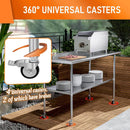 HOCCOT 24" X 60" Stainless Steel Prep & Work Table with Adjustable Shelf, with Backsplash and Wheels