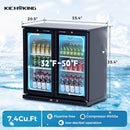 7.4 Cu.Ft Back Bar Cooler 35.4" W Glass Door Bar Fridge With LED Lighting