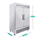 54"Commercial Freezer, 49 Cu.Ft Double Door Stainless Steel Reach-In Freezer, -8~0℉, Air Cooling, 6 Shelves, R290, ETL