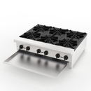 Commercial Gas Stove with 6 Burners, Propane and Natural Gas Countertop Cooking Stove Range, Stainless Steel Gas Hot Plate, Commercial Cooking Equipment for Restaurant, 168,000 BTU