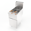 Commercial Natural Gas Fryer 120,000 BTU Stainless Steel Floor-Standing Fryer with Casters 50-Pound Oil Capacity Includes 2 Fry Baskets and 4 Heating Tubes Ideal for Restaurants and Food Trucks