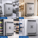 KICHKING 41.9 Cu.Ft Reach-in Refrigerator, Stainless Steel Single Door 33℉-40℉ Commercial Upright Refrigerator for Restaurant, Cafe, Bar, Garage