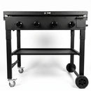 Commercial Griddle on Cart, 36" Heavy Duty Manual Flat Top Griddle, Outdoor Cooking Station with Side Shelves, Steel LPG Gas Griddle, 4-Burners Restaurant Portable Grill - 60,000 BTU