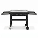 Commercial Griddle on Cart, 36" Heavy Duty Manual Flat Top Griddle, Outdoor Cooking Station with Side Shelves, Steel LPG Gas Griddle, 4-Burners Restaurant Portable Grill - 60,000 BTU