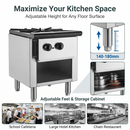 Commercial Gas Stove with Cabinet, Propane and Natural Gas Convertible Countertop Cooking Range, Stainless Steel Gas Burner, Commercial Cooking Equipment for Restaurant & Catering Kitchen, 90,000 BTU