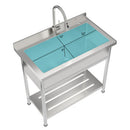 21"D x 36"W x 35.5"H Stainless Steel Large Utility Sink Single Bowl, Freestanding Commercial Restaurant Sink with Pull-Out Faucet, Utility Sink for Laundry Room, Garage, Kitchen