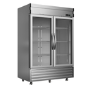KICHKING 54" Commercial Reach-In Refrigerator-  Glass Door Two Section Stainless Steel Merchandiser