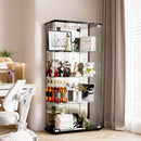 4 Shelf Glass Display Cabinet with Mirrored Back, 2 Glass Doors Curio Cabinet