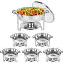 IMACONE 5QT 6 Pack Chafing Dish Buffet Set with Glass Lid, Stainless Steel Round Food Warmer Set for Catering