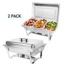 IMACONE Chafing Dish Buffet Set 2 Packs 8 Qt. Stainless Steel Foldable Rectangular Buffet Chafer Set with 3 1/3 Size Food Pans