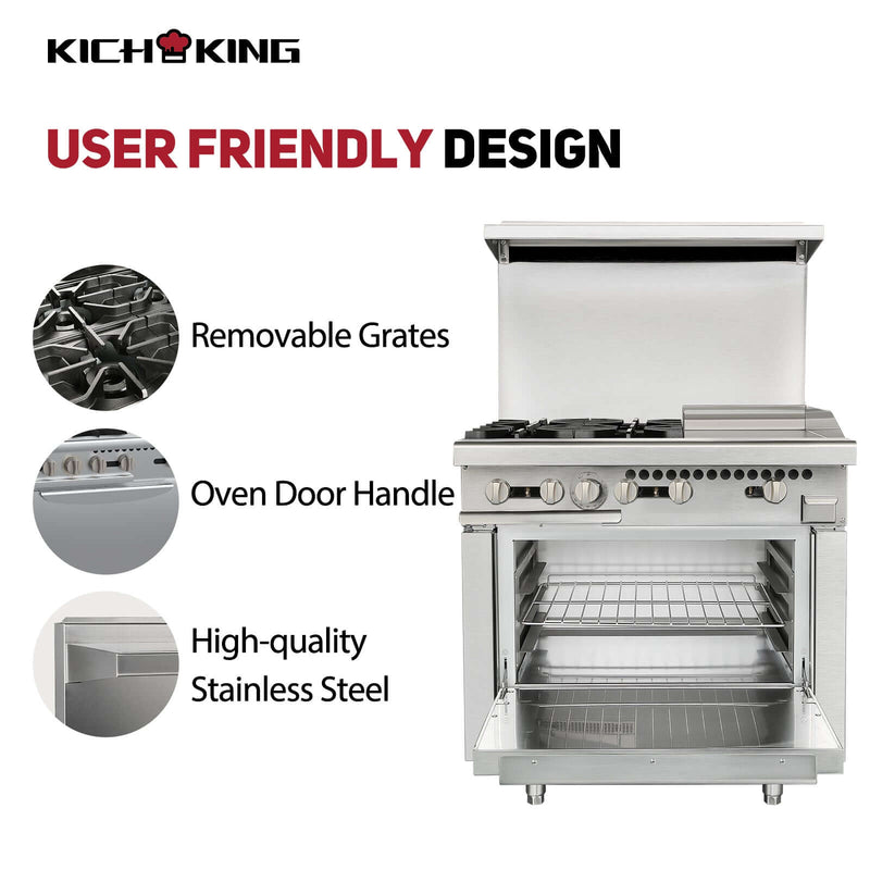 KICHKING 2 Burner Range with Griddle and Standard Ovens 