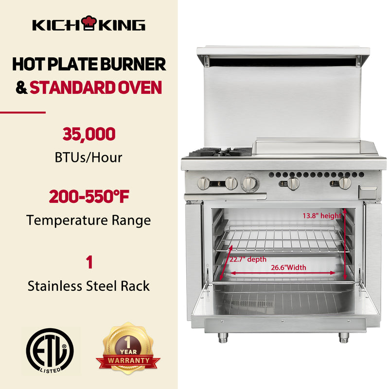 KICHKING 4 Burner with Griddle and 2 Standard Ovens