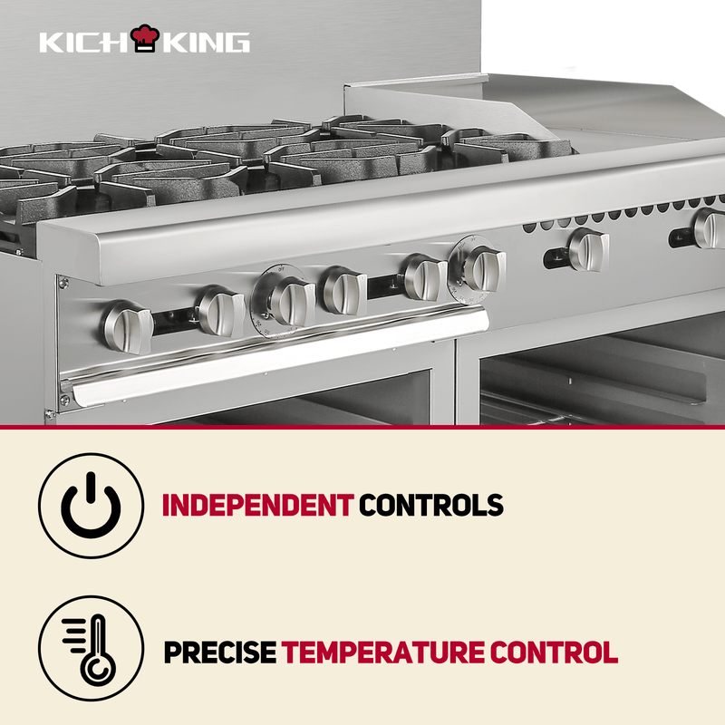 KICHKING 6 Burner Range with Griddle and 2 Standard Ovens 