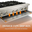 HOCCOT 36" 6 Burners Commercial Hot Plate Countertop Range Gas Stove