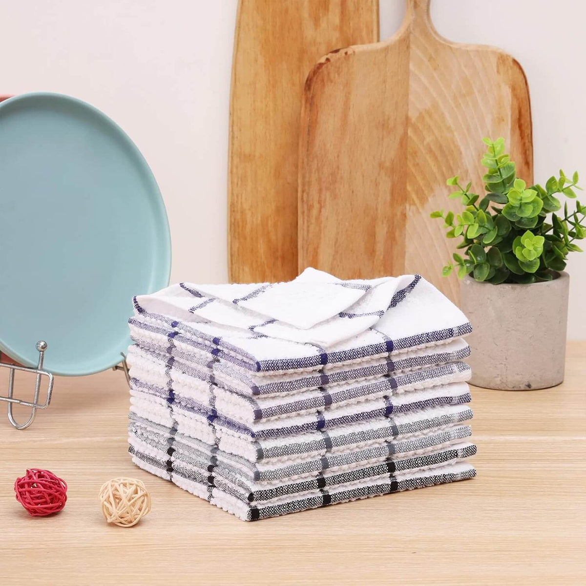 ZEBOLE 100% Cotton Dish Cloths - 12x12 Inch, 8 Pack, Super Absorbent & Quick-Drying Kitchen Towels - View #7