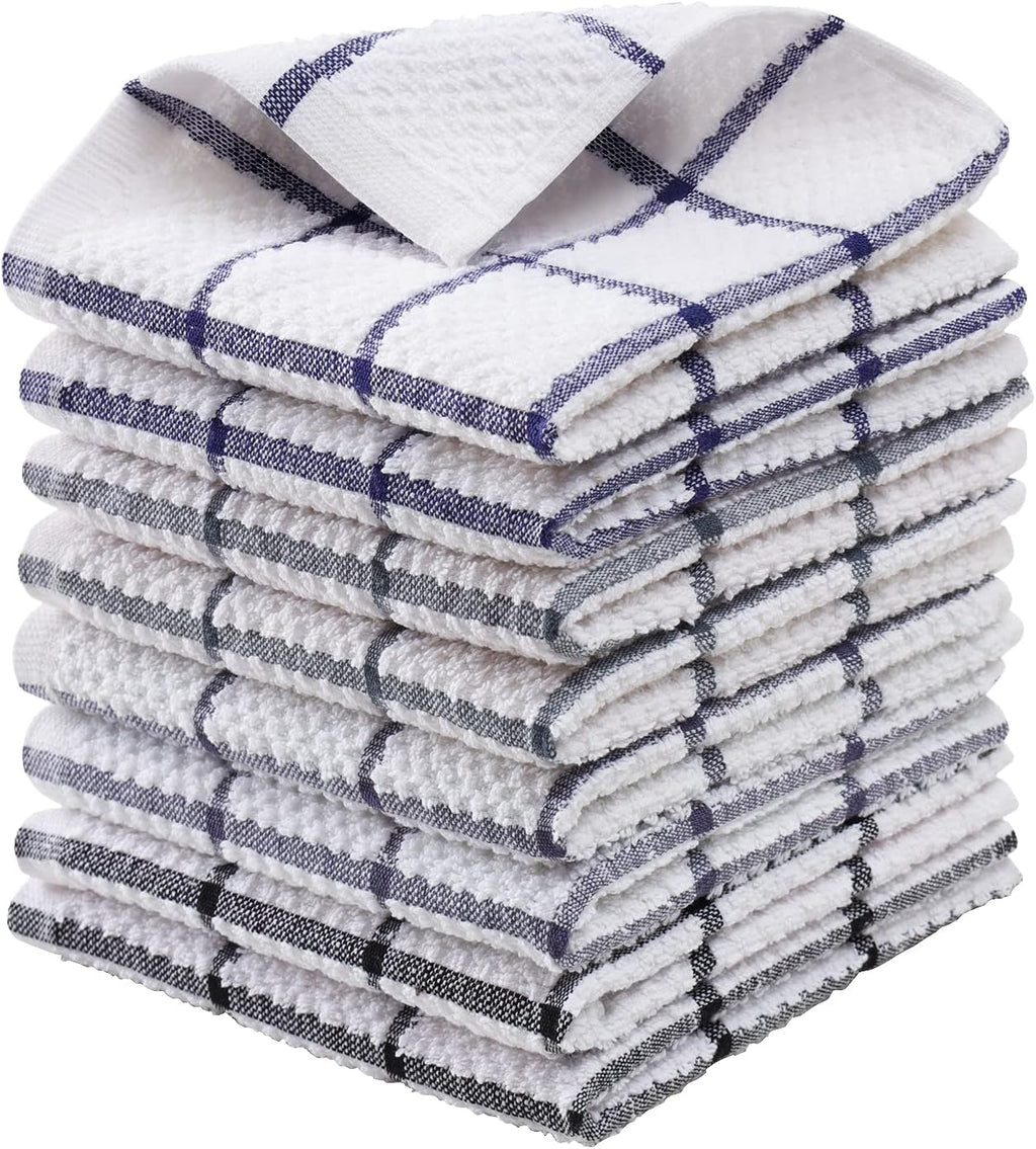 Oeleky Dish Cloths for Kitchen Washing Dishes, Super Absorbent Dish Rags,  Cotton Terry Cleaning Cloths Pack of 8 , 12x12 Inches Mix-2 12x12 Inch  (Pack of 8)