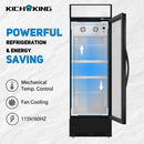 glass door commercial merchandiser refrigerator with adjustable shelves and LED lightbox