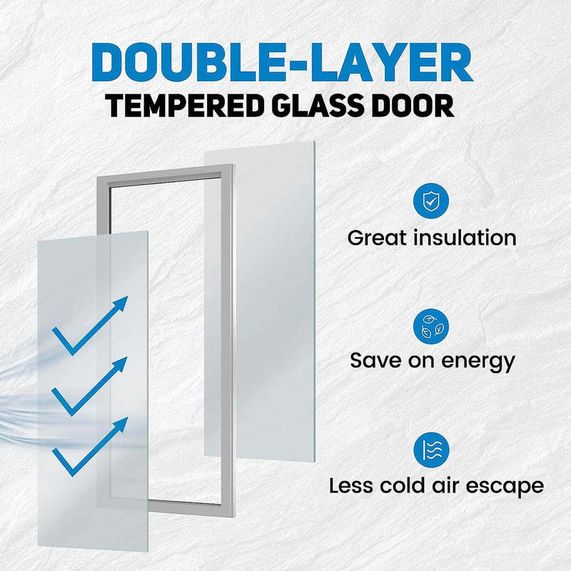double-layer tempered glass door for a two-section commercial merchandiser refrigerator