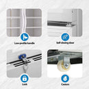 Low-profile handle, self-closing door, door lock, universal wheel
with brake for glass door display merchandiser refrigerator